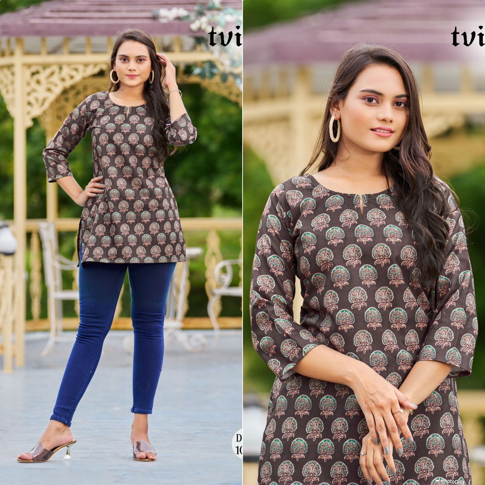 Blush Cotton Printed Regular And Officewear Tops Catalogue